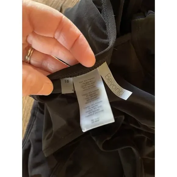 Beyond Control Swimwear Ruffle Black Solid One Piece Swimsuit NWOT 16 $139 - Picture 6 of 6